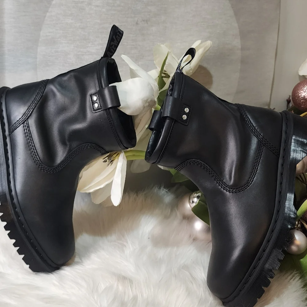 Dr Martens Anistone Lo Leather Biker Mens Boots new